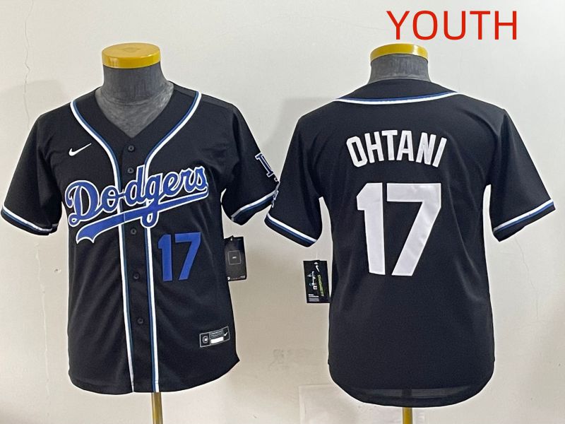 Youth 2025 Los Angeles Dodgers #17 Ohtani Black Three generations Fashion Nike MLB Jersey style 2->youth mlb jersey->Youth Jersey